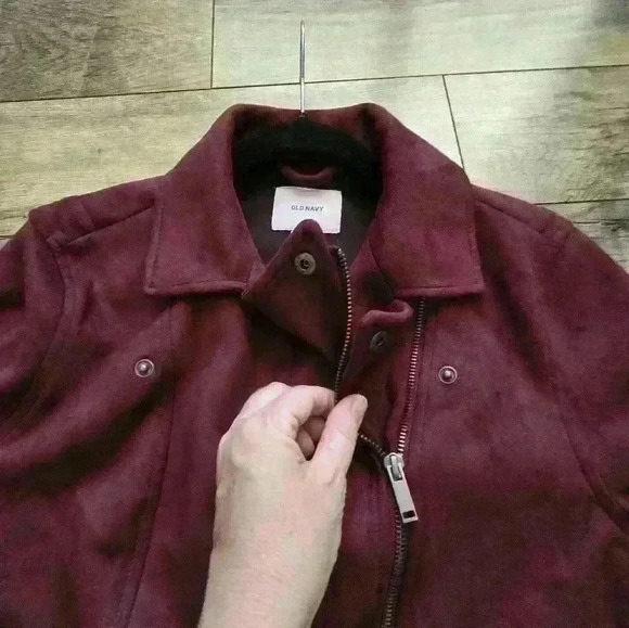 OLD NAVY medium faux suede  moto jacket, purple - Picture 5 of 14
